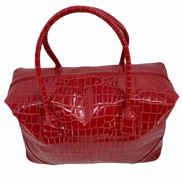 Large Red Faux Patent Leather Tote - Picture 4 of 15